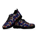 Orange Japanese Dragon Pattern Print Black Running Shoes