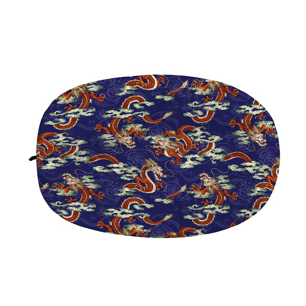 Orange Japanese Dragon Pattern Print Car Side Mirror Covers