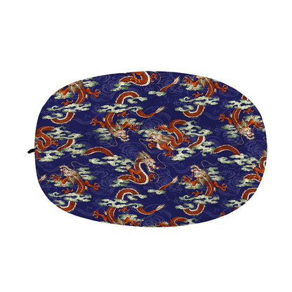 Orange Japanese Dragon Pattern Print Car Side Mirror Covers