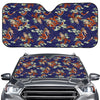 Orange Japanese Dragon Pattern Print Car Windshield Sun Shade