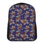 Orange Japanese Dragon Pattern Print Casual Backpack