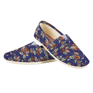 Orange Japanese Dragon Pattern Print Casual Shoes