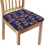 Orange Japanese Dragon Pattern Print Chair Cushion Cover