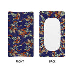 Orange Japanese Dragon Pattern Print Changing Pad Cover