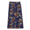 Orange Japanese Dragon Pattern Print Cotton Front Slit Maxi Skirt