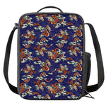 Orange Japanese Dragon Pattern Print Crossbody Lunch Bag