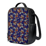 Orange Japanese Dragon Pattern Print Crossbody Lunch Bag