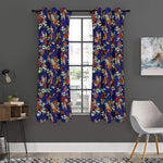 Orange Japanese Dragon Pattern Print Curtain