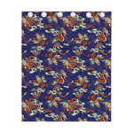 Orange Japanese Dragon Pattern Print Curtain