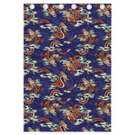 Orange Japanese Dragon Pattern Print Curtain