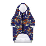 Orange Japanese Dragon Pattern Print Dog Zip Up Hoodie