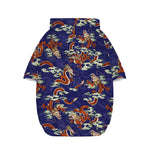 Orange Japanese Dragon Pattern Print Dog Zip Up Hoodie