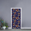 Orange Japanese Dragon Pattern Print Door Sticker