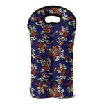 Orange Japanese Dragon Pattern Print Double Neoprene Wine Tote