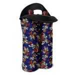 Orange Japanese Dragon Pattern Print Double Neoprene Wine Tote
