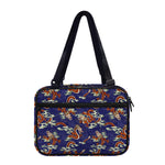 Orange Japanese Dragon Pattern Print Double Strap Bible Bag
