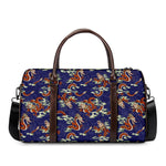 Orange Japanese Dragon Pattern Print Duffle Bag