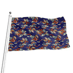 Orange Japanese Dragon Pattern Print Flag