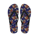 Orange Japanese Dragon Pattern Print Flip Flops