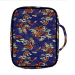 Orange Japanese Dragon Pattern Print Front Pocket Bible Bag