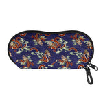 Orange Japanese Dragon Pattern Print Glasses Case
