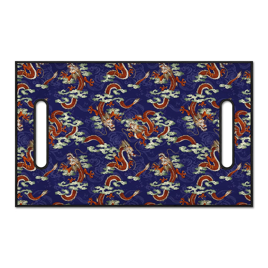 Orange Japanese Dragon Pattern Print Golf Cart Seat Cover