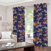 Orange Japanese Dragon Pattern Print Grommet Curtains