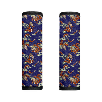 Orange Japanese Dragon Pattern Print Handle Covers