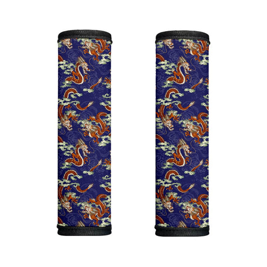 Orange Japanese Dragon Pattern Print Handle Covers