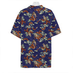 Orange Japanese Dragon Pattern Print Hawaiian Shirt