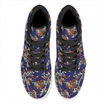 Orange Japanese Dragon Pattern Print High Top Leather Sneakers