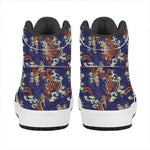 Orange Japanese Dragon Pattern Print High Top Leather Sneakers