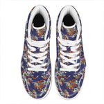 Orange Japanese Dragon Pattern Print High Top Leather Sneakers
