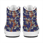 Orange Japanese Dragon Pattern Print High Top Leather Sneakers