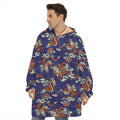 Orange Japanese Dragon Pattern Print Hoodie Blanket