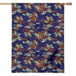 Orange Japanese Dragon Pattern Print House Flag