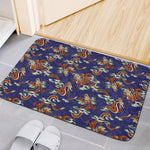 Orange Japanese Dragon Pattern Print Indoor Door Mat