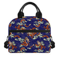 Orange Japanese Dragon Pattern Print Insulated Lunch Bag