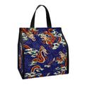 Orange Japanese Dragon Pattern Print Insulated Lunch Tote