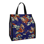 Orange Japanese Dragon Pattern Print Insulated Lunch Tote