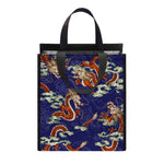 Orange Japanese Dragon Pattern Print Insulated Lunch Tote