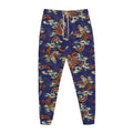 Orange Japanese Dragon Pattern Print Jogger Pants