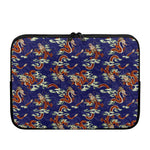 Orange Japanese Dragon Pattern Print Laptop Sleeve
