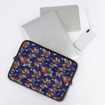 Orange Japanese Dragon Pattern Print Laptop Sleeve