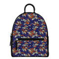 Orange Japanese Dragon Pattern Print Leather Backpack