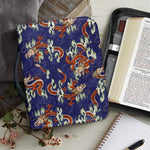 Orange Japanese Dragon Pattern Print Leather Bible Cover
