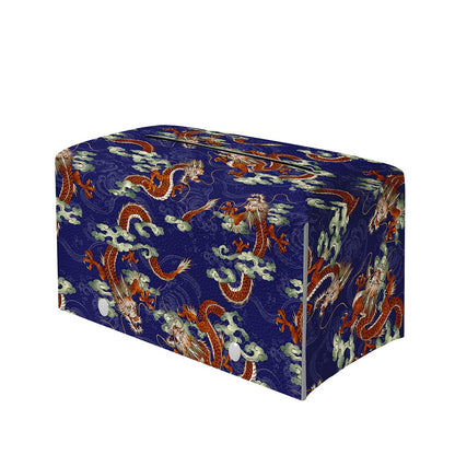 Orange Japanese Dragon Pattern Print Leather Tissue Box Cover