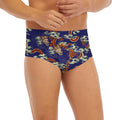 Orange Japanese Dragon Pattern Print Men's Briefs