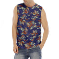 Orange Japanese Dragon Pattern Print Men's Fitness Tank Top