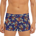 Orange Japanese Dragon Pattern Print Men's Short Boxer Briefs